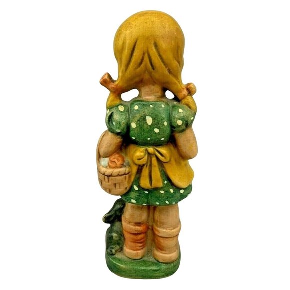 Boy and Girl Ceramic Figurines w/ Pig & Bunny Rabbit 8" Tall Hollow - Picture 5 of 9